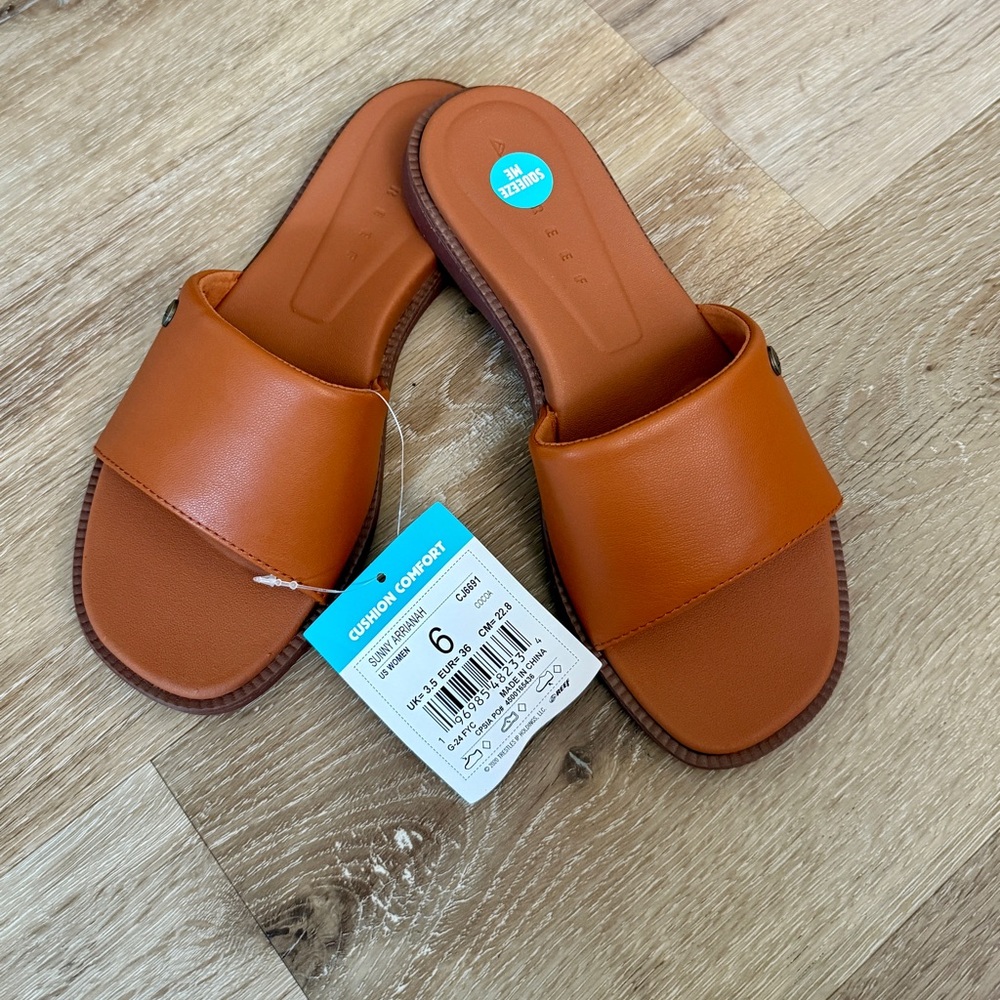 REEF Womens Sunny Arrianah Sandals Brown Slip On Comfort Slide Sandals Size 6